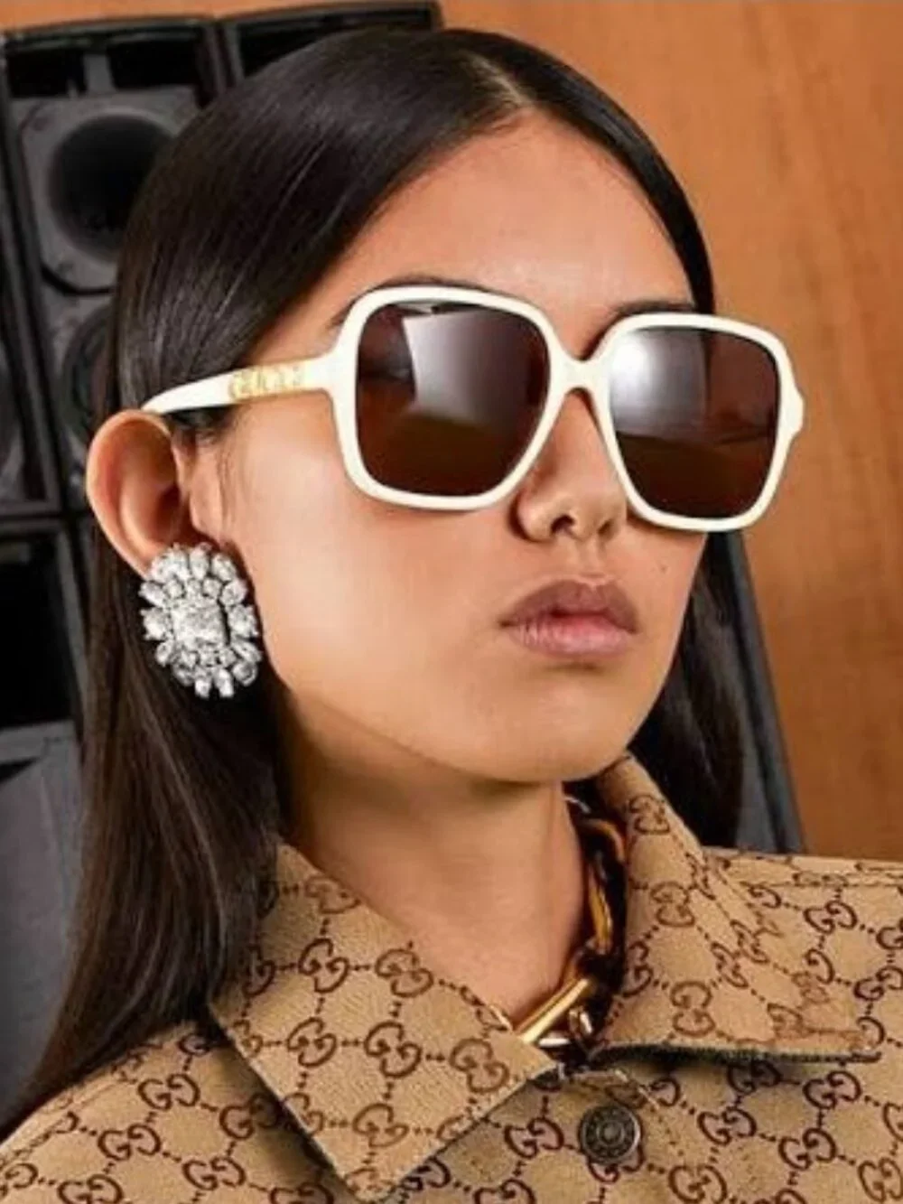 New Gucci GG1189SA 005 White Brown Women Sunglasses